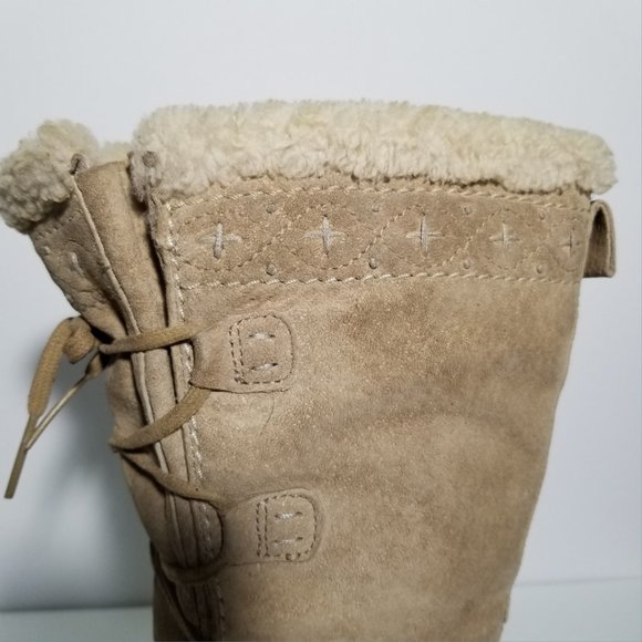 Caterpillar Beige Suede Polartec Lined Mid Calf Lace Up Winter Boots - Picture 4 of 10